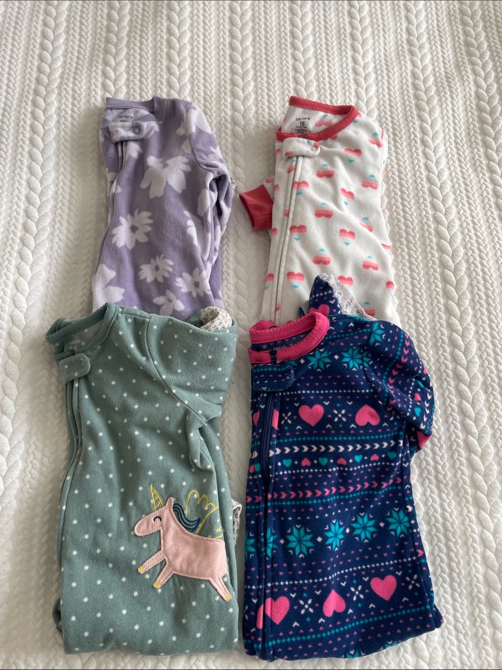 Carter's Girls 4-Pack Zip Sleep Sacks in Lavender, White, Sage & Navy